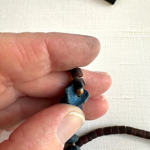 Tagua Nut and Kyanite Bead Necklace 24" - Picture 12 of 13